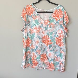 Vibrant Floral V-Neck Blouse